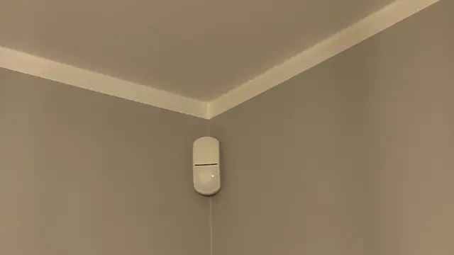 Czujka ruchu systemu alarmowego w narożniku przedpokoju