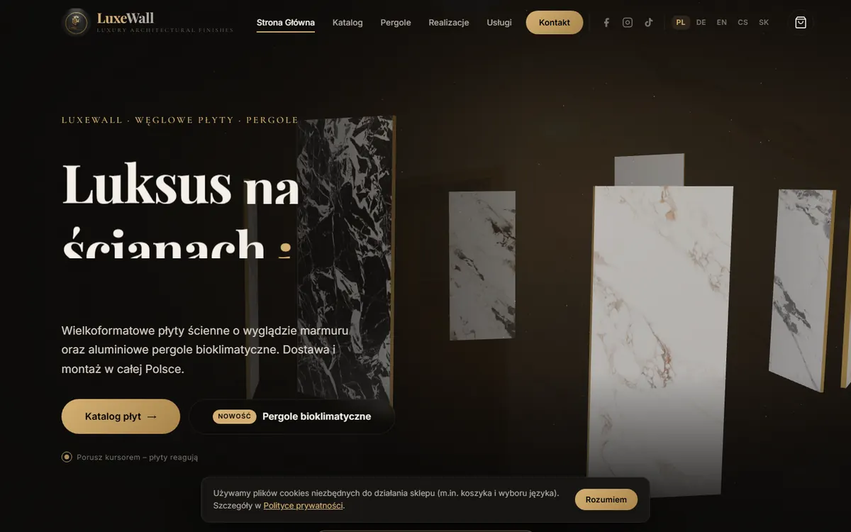 Zrzut ekranu strony wegloweplyty.pl (LuxeWall)